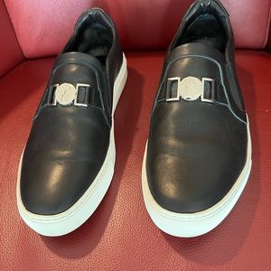 Versace shoes with silver front buckle